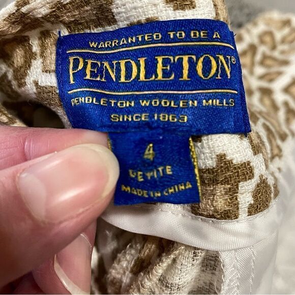 pendleton animal print woven linen cropped pants size 4P - Picture 3 of 11